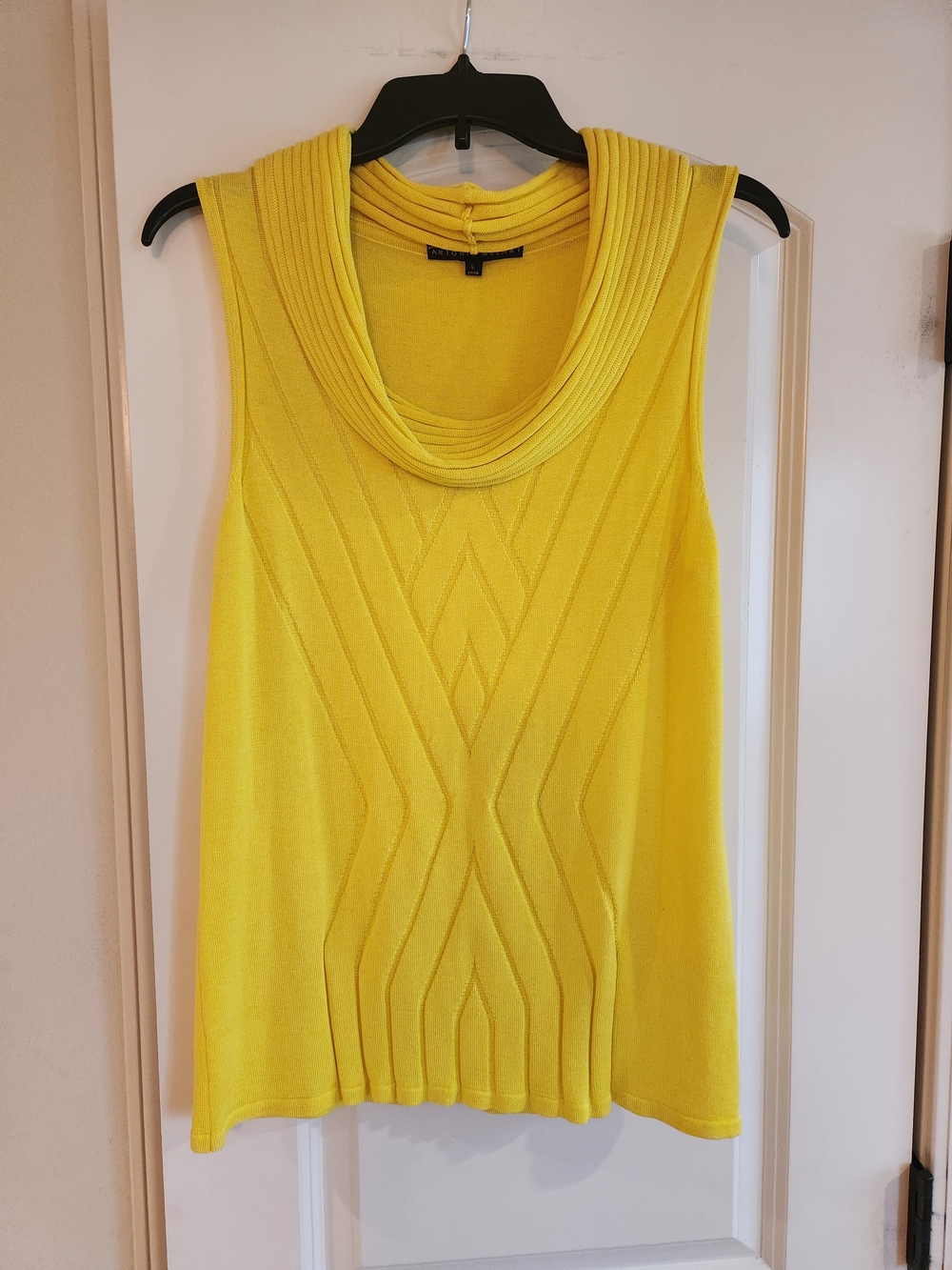 ANTONIO MELANI Bright Yellow Sleeveless Cowl Neck Sweater